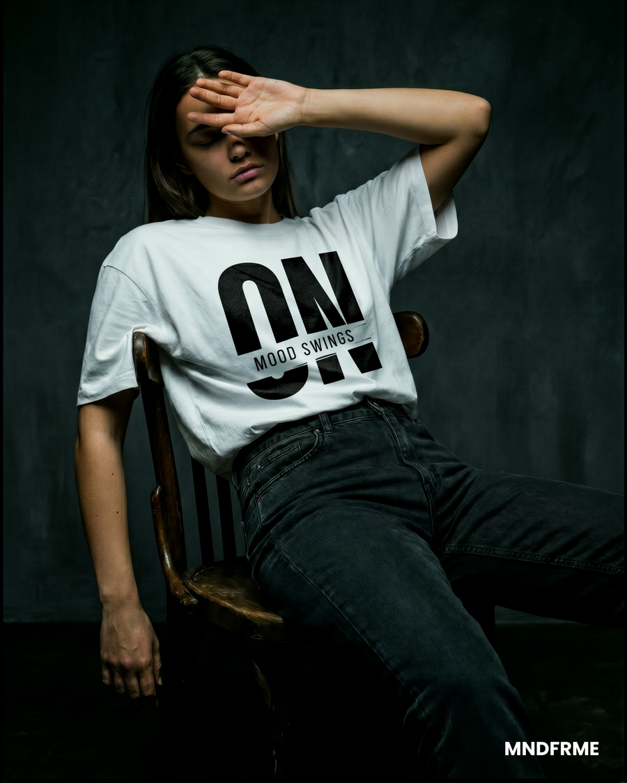 [White] Mood Swings ON tee hero image - MNDFRME