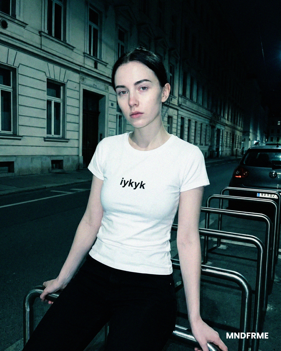 [White] iykyk tee hero image - MNDFRME