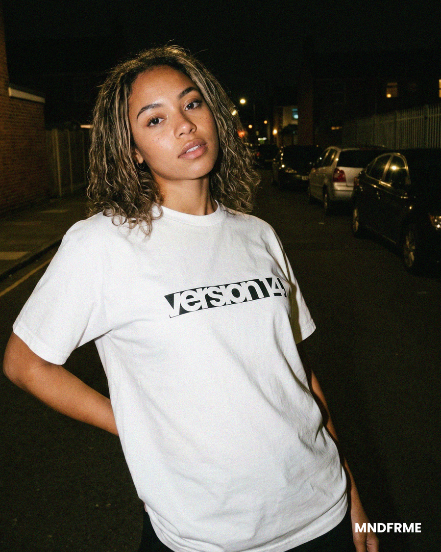 [White] Version 14 tee hero image - MNDFRME