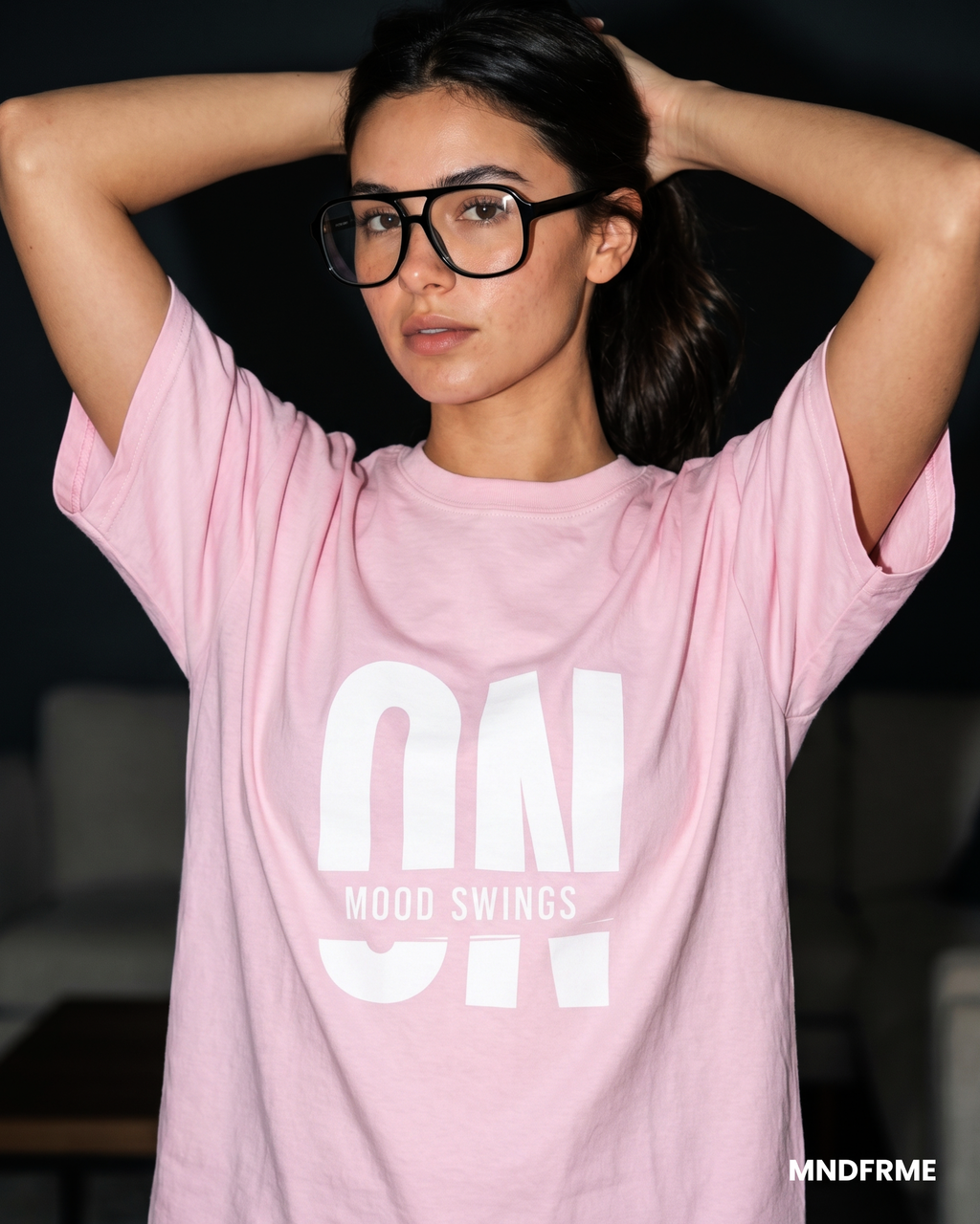 [Light Pink] Mood Swings ON tee hero image - MNDFRME