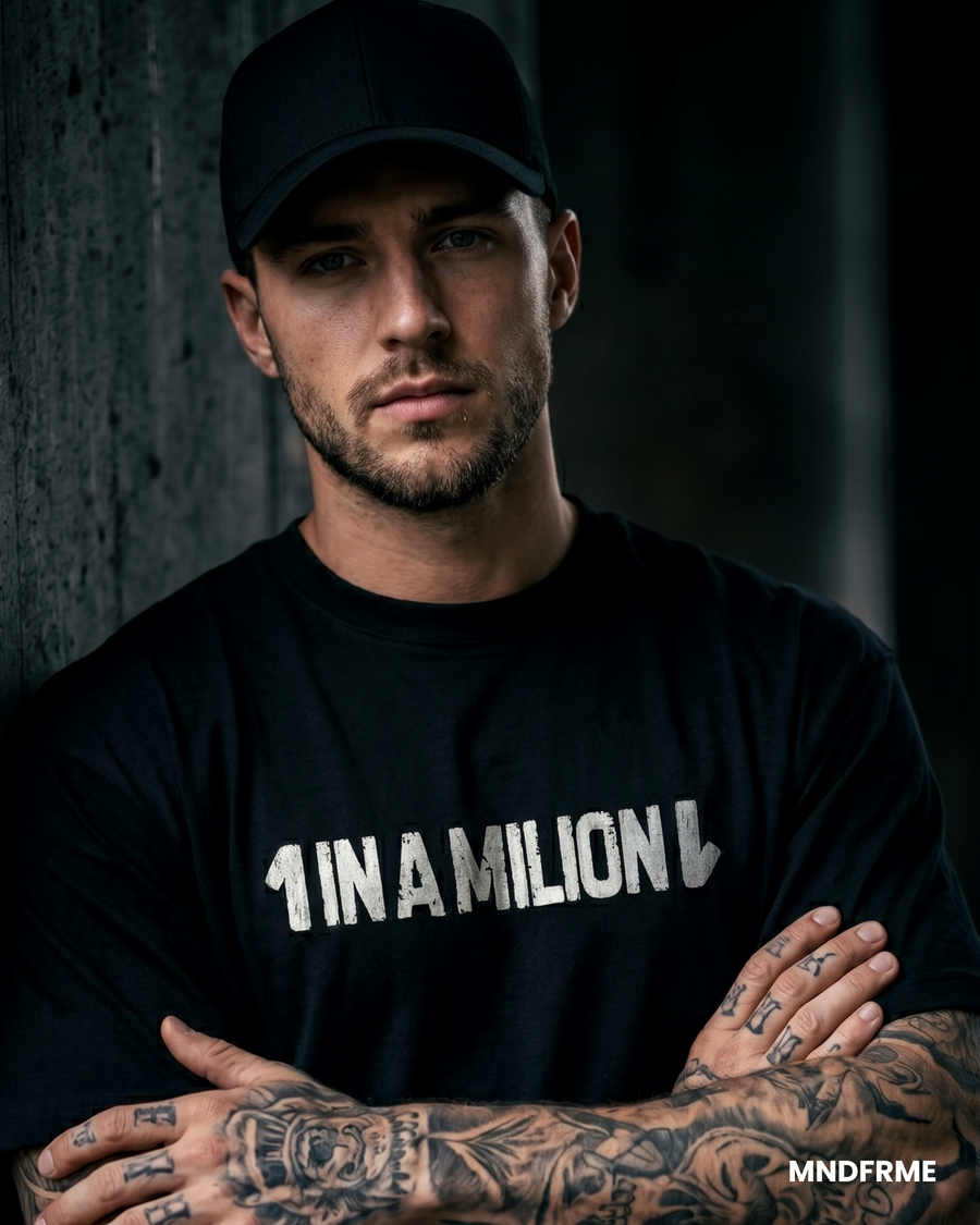 [Black] 1 in a Million black graphic tee — Mndfrme limited drop