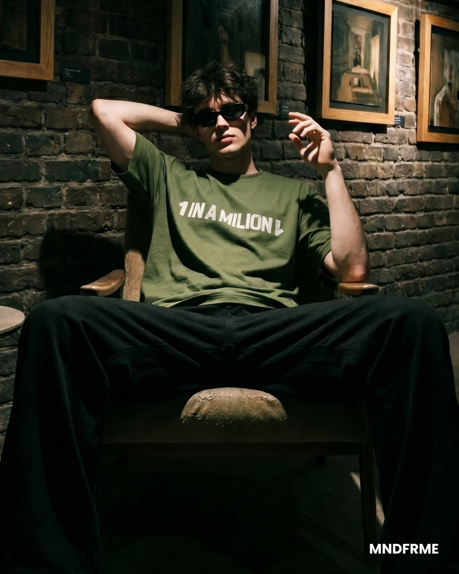 [Military Green] 1 in a Million green graphic tee — Mndfrme limited drop