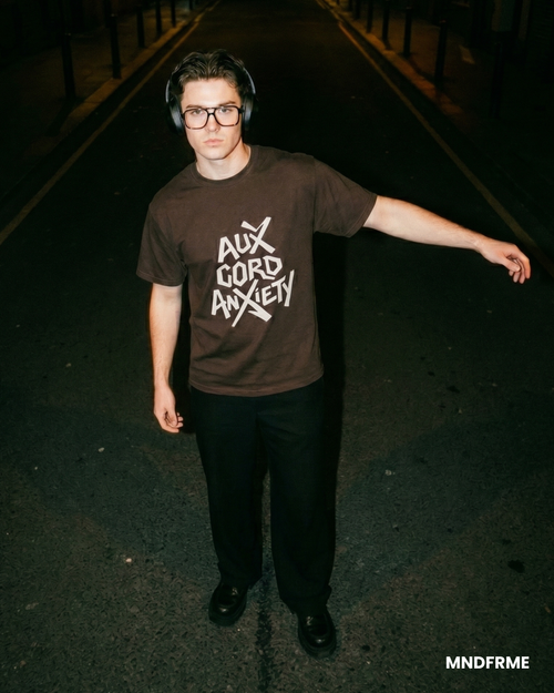 [Dark Chocolate] Aux Cord Anxiety brown graphic tee — Mndfrme limited drop