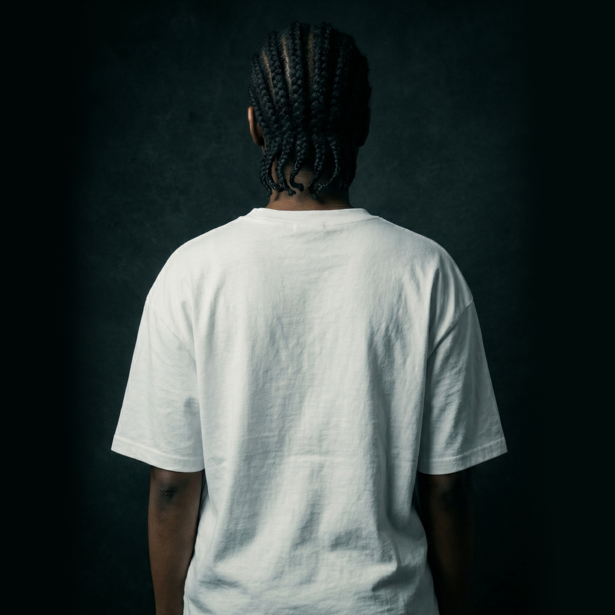 [White] Aux Cord Anxiety tee back view — Mndfrme