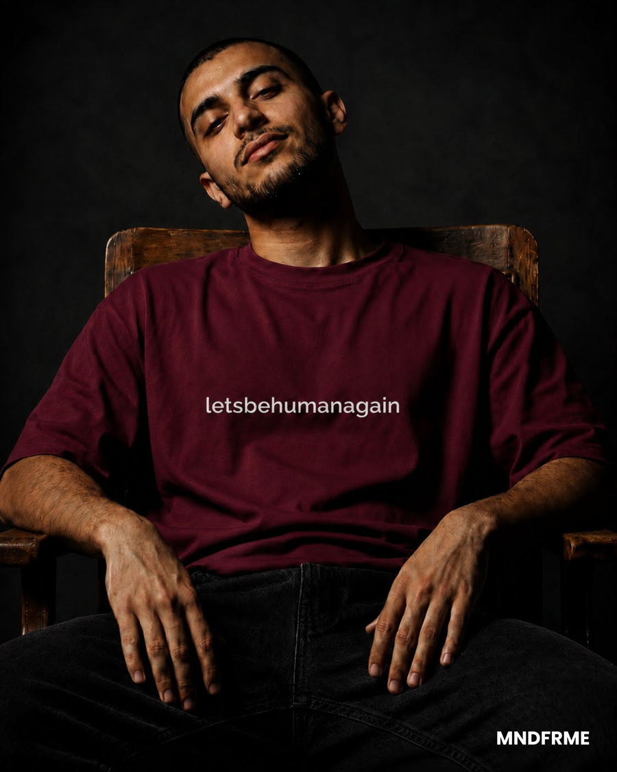 [Maroon] letsbehumanagain maroon graphic tee — Mndfrme limited drop