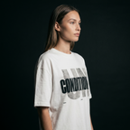 [White] Unconditional Conditional tee three-quarter view — Mndfrme